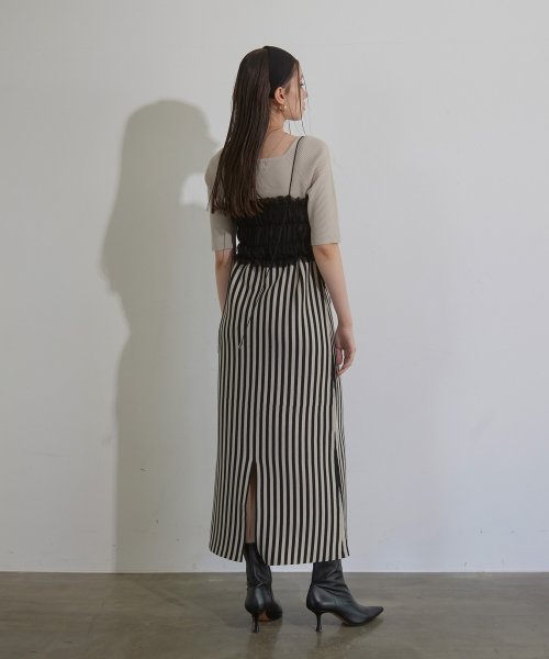 MIELI INVARIANT(ミエリ インヴァリアント)/Stripe Square N/C Knit Dress/img07