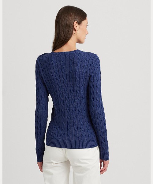 ボタントリム ケーブルニット コットン セーター Ralph Cotton TM
