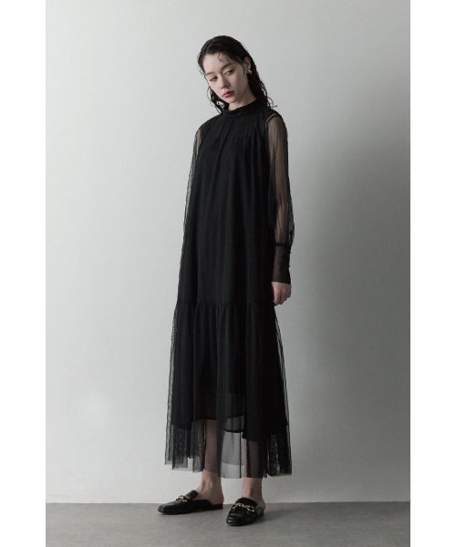 チュールレイヤードワンピース 