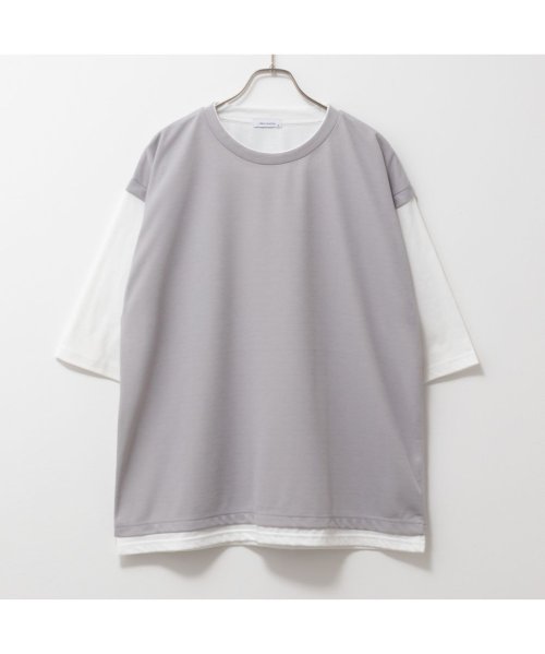 MAC HOUSE(men)(マックハウス（メンズ）)/URBAN COLLECTION アーバンコレクション 梨地フェイクベストレイヤードTシャツ 6091506/img01