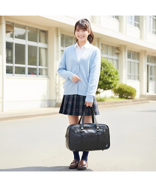 カンゴール スクールバッグ 合皮 女子 中学生 女子高生 黒 茶色 ブラック ブラウン A4 KANGOL 250－1010