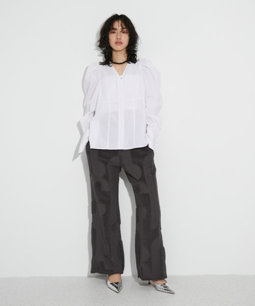 パイルジャカードパンツ 透け感