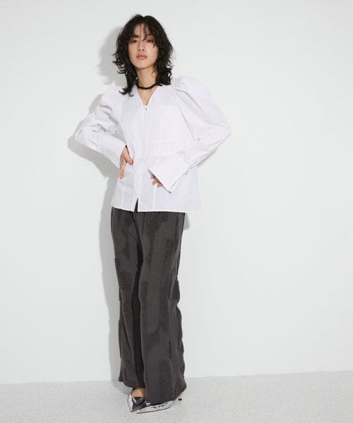 パイルジャカードパンツ 透け感