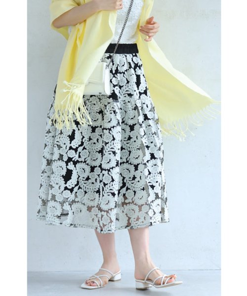 CAWAII(カワイイ)/エレガントな花刺繍シアーベールミディアムスカート/img12