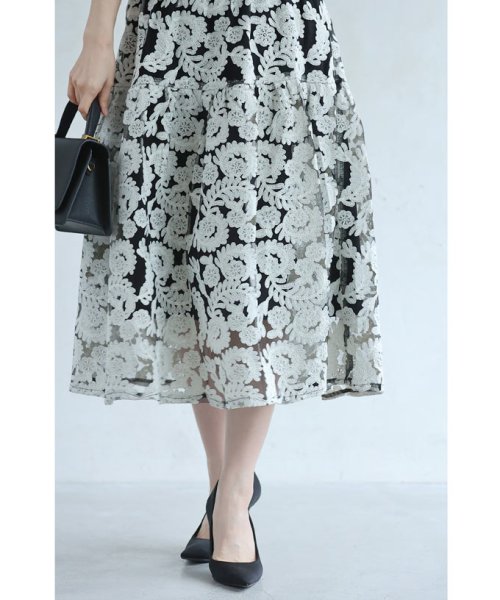 CAWAII(カワイイ)/エレガントな花刺繍シアーベールミディアムスカート/img16