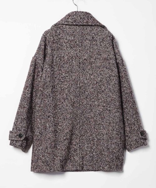 へリンボーンツイードミドル丈ビッグコート 