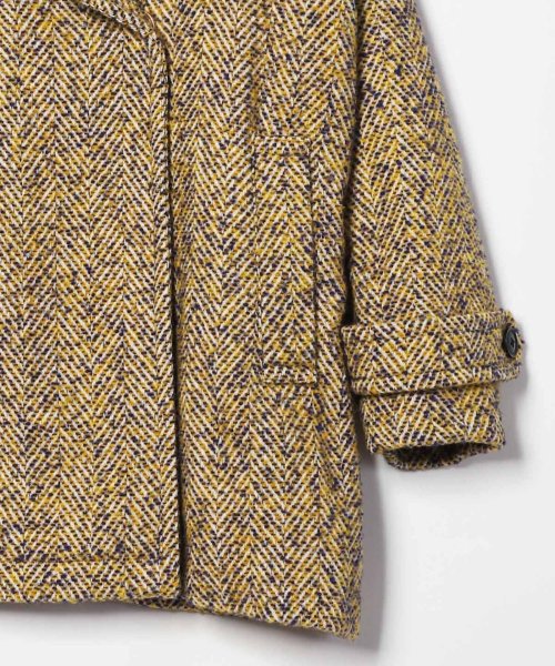 へリンボーンツイードミドル丈ビッグコート 