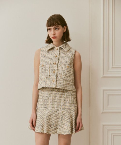 【LOULOU WILLOUGHBY】LINTONツイードミニベスト LOULOU