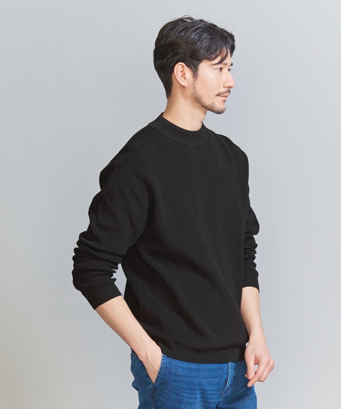 【WEB限定 WARDROBE SMART】マシーンウォッシュ ハイゲージ アゼ ジャケット クルーネックニット