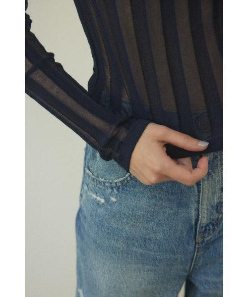 BLACK BY MOUSSY(ブラックバイマウジー)/sheer stripe tops/img24