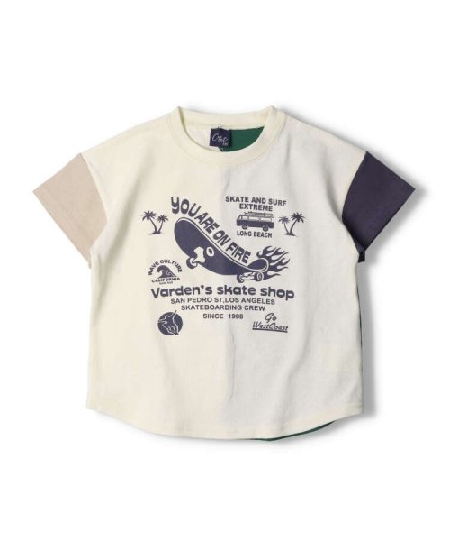 Crescent(クレセント)/【子供服】 crescent (クレセント) スケボープリント配色半袖Tシャツ 80cm～130cm N32800/img01