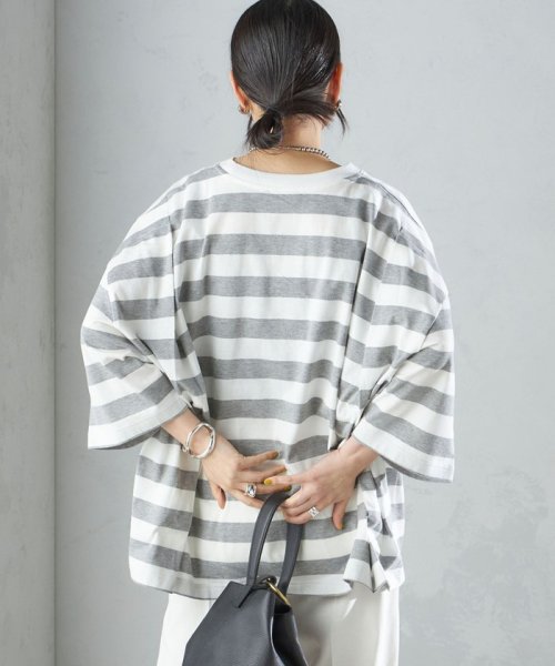 SHIPS WOMEN(シップス　ウィメン)/【SHIPS別注】onit:〈手洗い可能〉ボーダー ビッグ シルエット TEE◇/img12