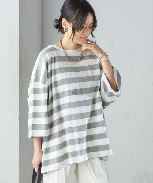 SHIPS WOMEN(シップス　ウィメン)/【SHIPS別注】onit:〈手洗い可能〉ボーダー ビッグ シルエット TEE◇/img14