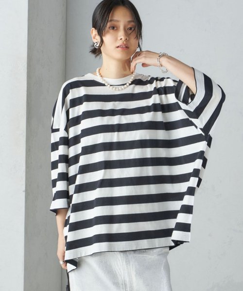 SHIPS WOMEN(シップス　ウィメン)/【SHIPS別注】onit:〈手洗い可能〉ボーダー ビッグ シルエット TEE◇/img23