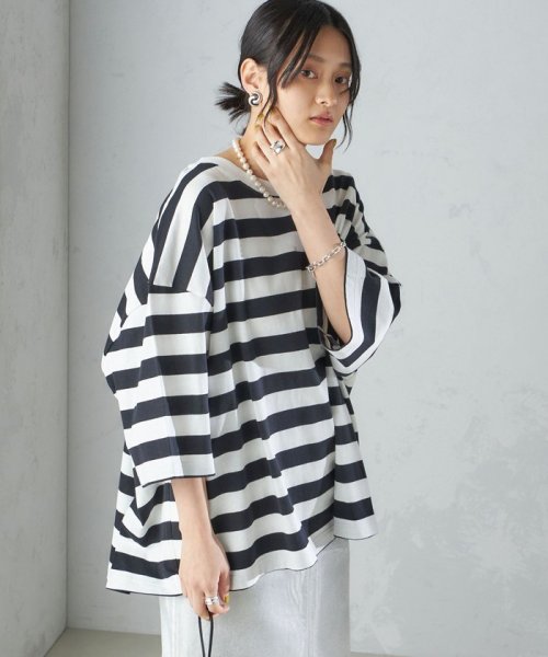 SHIPS WOMEN(シップス　ウィメン)/【SHIPS別注】onit:〈手洗い可能〉ボーダー ビッグ シルエット TEE◇/img30