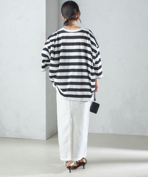 SHIPS WOMEN(シップス　ウィメン)/【SHIPS別注】onit:〈手洗い可能〉ボーダー ビッグ シルエット TEE◇/img36