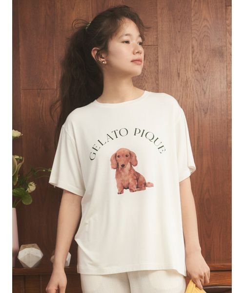 gelato pique(gelato pique)/DOG柄ワンポイントTシャツ/img12