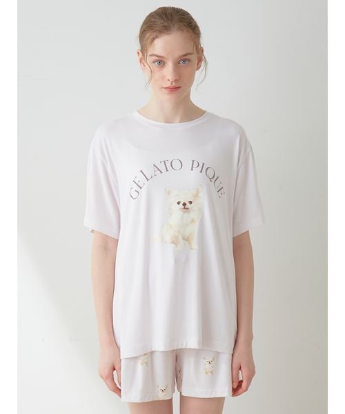 gelato pique(gelato pique)/DOG柄ワンポイントTシャツ/img13