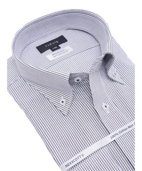 TAKA-Q(タカキュー)/綿100％ ノーアイロン スタンダードフィット ボタンダウン 長袖 シャツ メンズ ワイシャツ ビジネス ノーアイロン 形態安定 yシャツ 速乾/img01