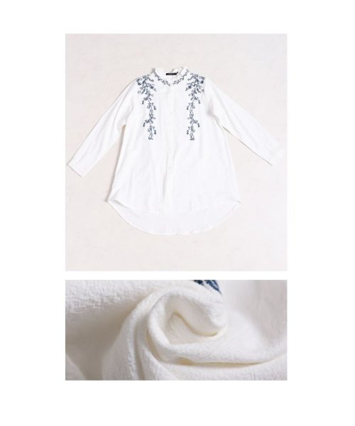 Sawa a la mode(サワアラモード)/レディース 大人 上品 流れる蔦の花刺繍コットンシャツチュニック/img03
