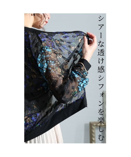 Sawa a la mode(サワアラモード)/レディース 大人 上品 刺繍とペイントが織り成す花柄シフォンブルゾン/img04