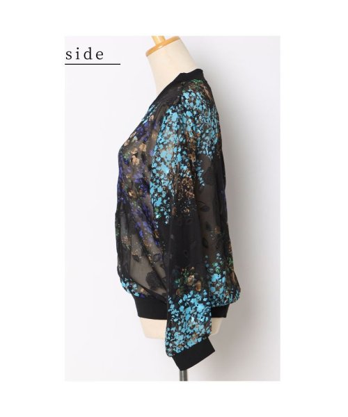 Sawa a la mode(サワアラモード)/レディース 大人 上品 刺繍とペイントが織り成す花柄シフォンブルゾン/img20