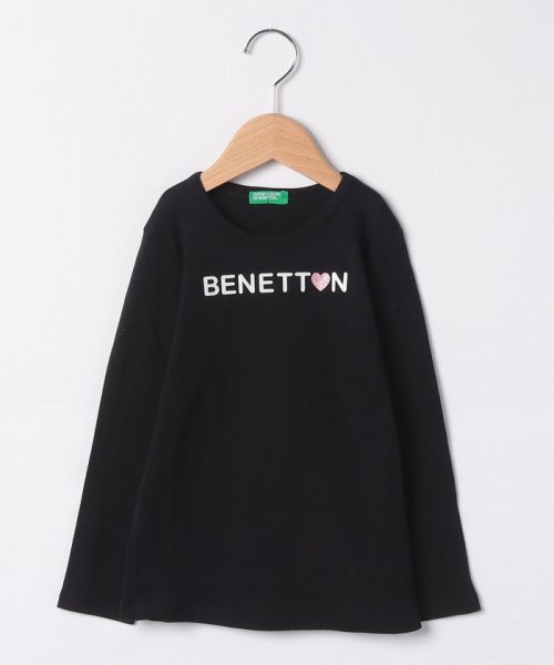 BENETTON (UNITED COLORS OF BENETTON GIRLS)(ユナイテッド　カラーズ　オブ　ベネトン　ガールズ)/キッズオーガニックコットン100%フロントグリッター長袖Tシャツ・カットソーG/img01