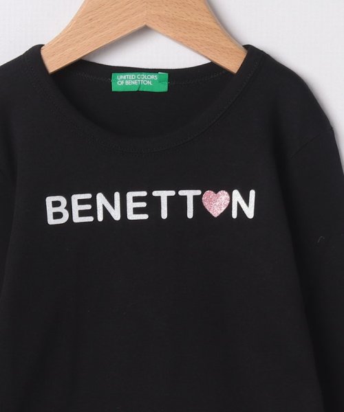 BENETTON (UNITED COLORS OF BENETTON GIRLS)(ユナイテッド　カラーズ　オブ　ベネトン　ガールズ)/キッズオーガニックコットン100%フロントグリッター長袖Tシャツ・カットソーG/img03