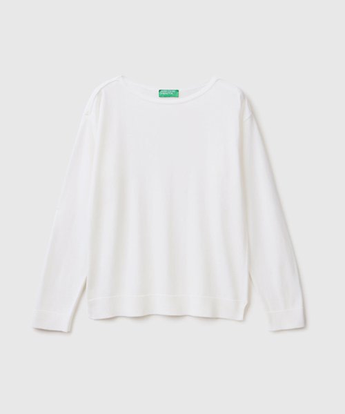 BENETTON (women)(ベネトン（レディース）)/コットンモダール無地ボートネック長袖ニットセーター/img03