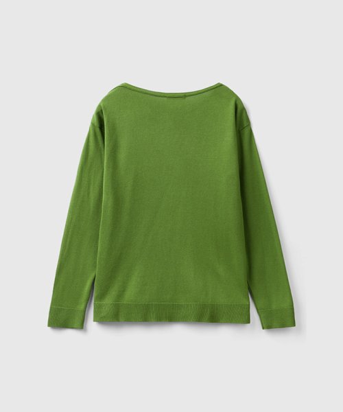 BENETTON (women)(ベネトン（レディース）)/コットンモダール無地ボートネック長袖ニットセーター/img36