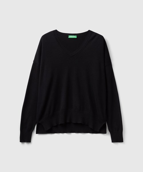 BENETTON (women)(ベネトン（レディース）)/コットンモダール無地Vネック長袖ニットセーター/img03