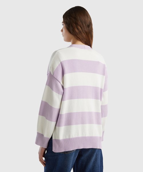 BENETTON (women)(ベネトン（レディース）)/コットン100％クルーネックボーダーニットカーディガン/img12