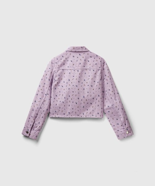 花柄プリントクロップド丈カラーデニムジャケット 海外モデル 　着用サイズ：S 国内M相当