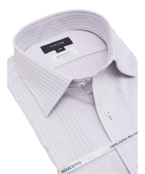 TAKA-Q(タカキュー)/綿100％ ノーアイロン スタンダードフィット ワイドカラー 長袖 シャツ メンズ ワイシャツ ビジネス ノーアイロン 形態安定 yシャツ 速乾/img01