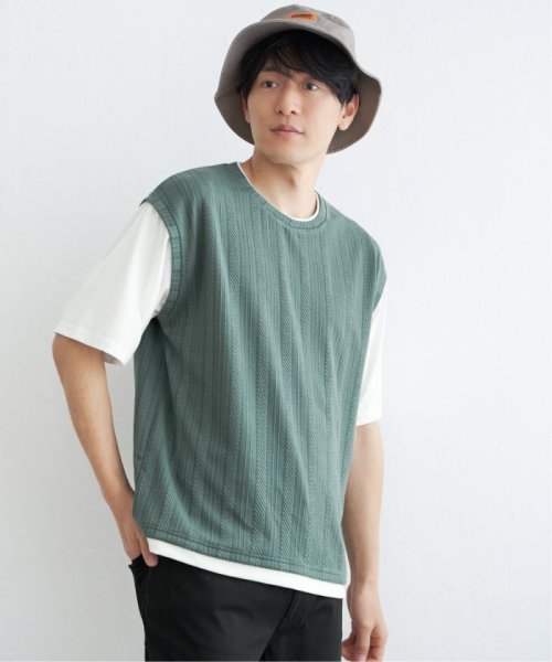 ikka(イッカ)/5分袖フェイクベストTシャツ/img16