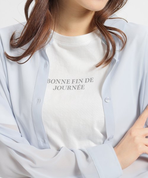 Honeys(ハニーズ)/Ｔシャツ付シアーシャツ シャツ ブラウス 長袖 シアー Tシャツ セット 羽織り 白 /img48