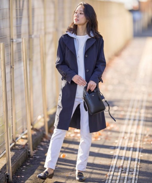 【洗える・撥水】Reポリアーティローザ シングル トレンチコート 