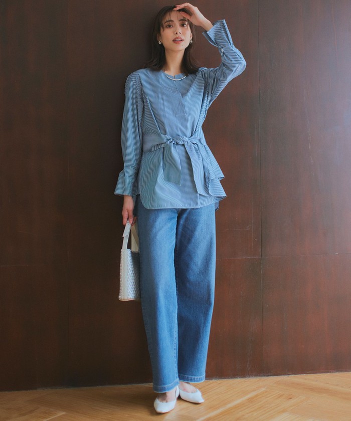 【美品】23区　DENIM ストレッチワイドパンツ　デニム　大きいサイズ 一部店舗限定】23区DENIM ストレッチ ワイドパンツ / 23区 L