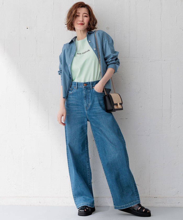 一部店舗限定】23区DENIM ストレッチ ワイドパンツ(505937193