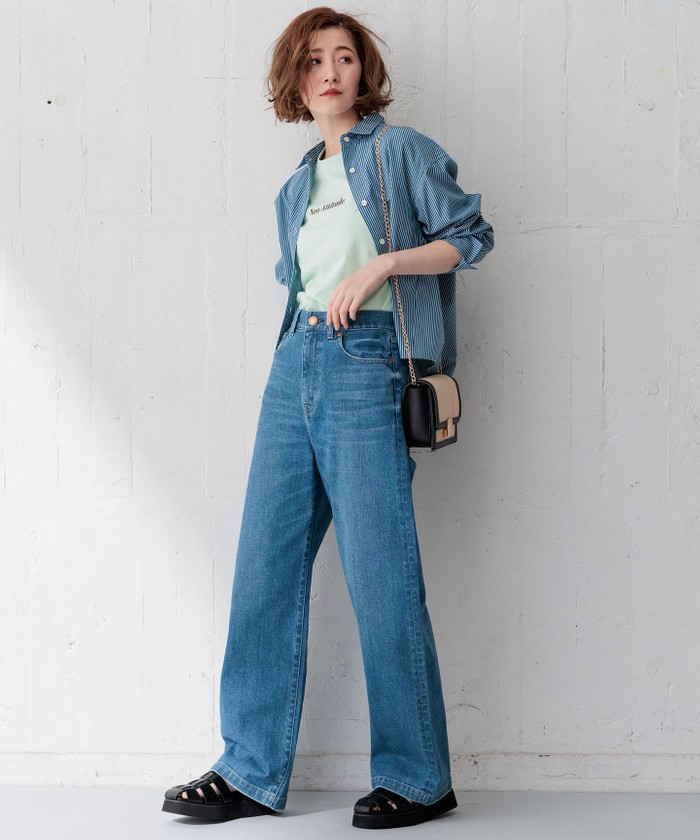 完売品 23区 ワイド テパード パンツ 一部店舗限定】23区DENIM ストレッチ ワイドパンツ(505937193