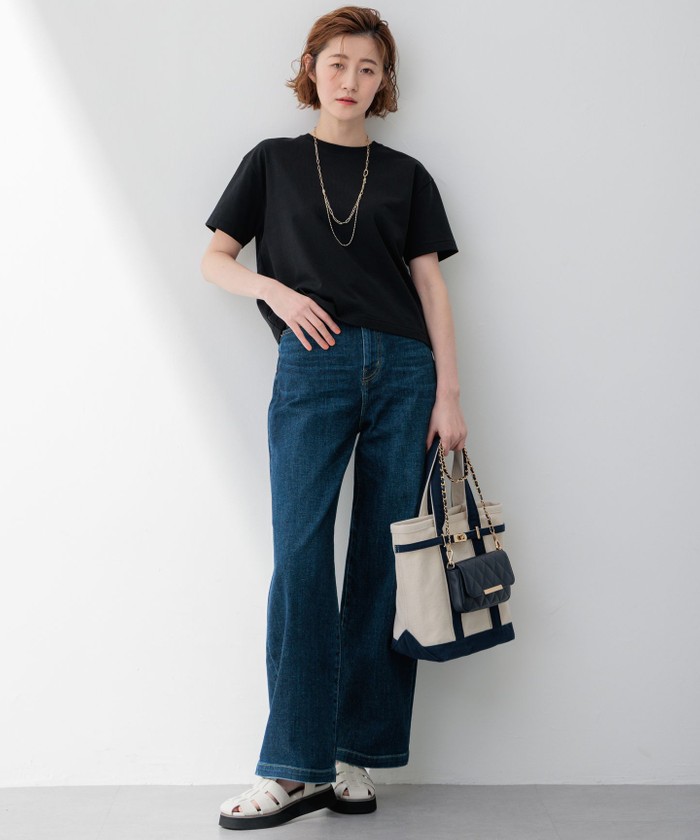 【美品】23区　DENIM ストレッチワイドパンツ　デニム　大きいサイズ 一部店舗限定】23区DENIM ストレッチ ワイドパンツ(505937193