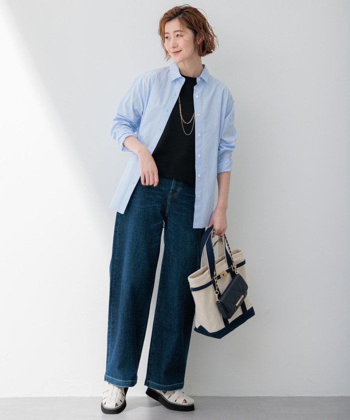 【美品】23区　DENIM ストレッチワイドパンツ　デニム　大きいサイズ 一部店舗限定】23区DENIM ストレッチ ワイドパンツ(505937193