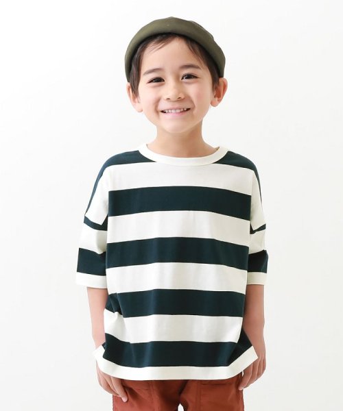 devirock(デビロック)/ボーダーゆるっとTシャツ 子供服 キッズ ベビー 男の子 女の子 トップス 半袖Tシャツ Tシャツ /img14