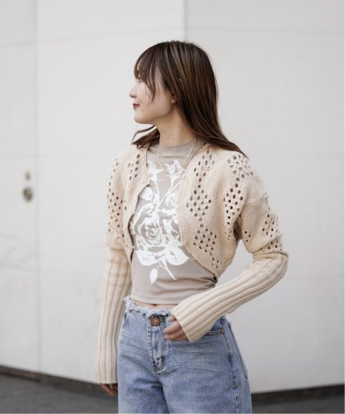 JOINT WORKS(ジョイントワークス)/【OPEN YY / オープンワイワイ】ARGYLE POINTELLE KNIT BOLERO/img01