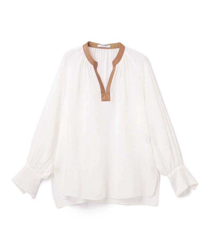 BEIGE PAULINE / レザーコンビブラウス STORY 7月号掲載】 PAULINE / レザーコンビブラウス(505939164