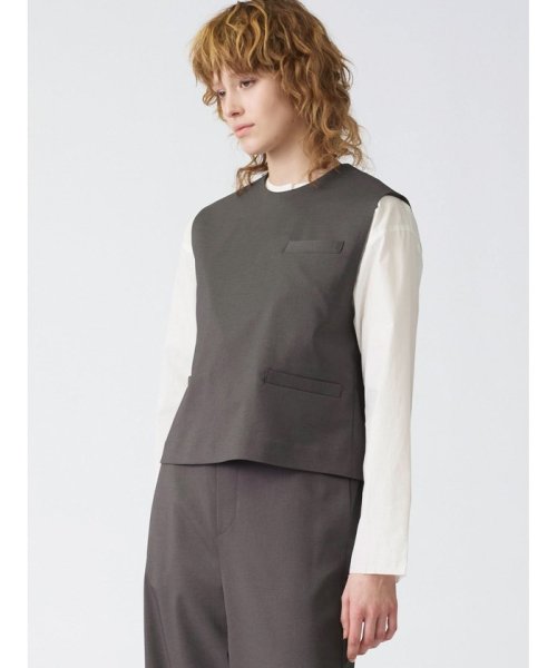 mizuiro ind ポケット付きクルーネックベスト 