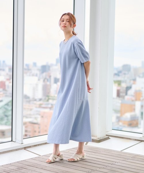 【夏ワンピ／ストレッチ／清涼感】フレアマキシワンピース 