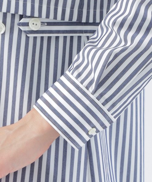 【ウォッシャブル】【はっ水】【UV対策】タイプライターストライプシャツワンピース ウォッシャブル はっ水 UV対策