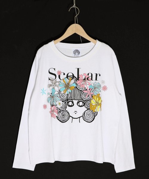ScoLar(スカラー)/花とスカラーちゃんプリント ロングスリーブTシャツ/img01