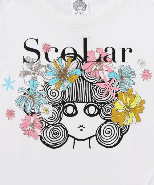 ScoLar(スカラー)/花とスカラーちゃんプリント ロングスリーブTシャツ/img02